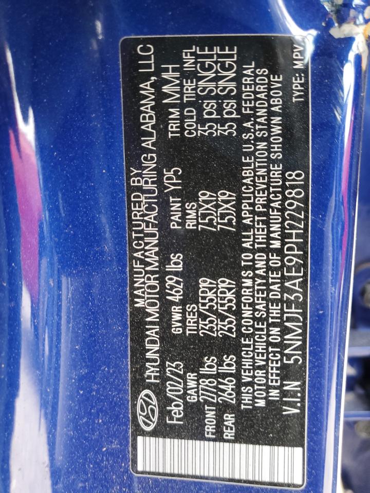 2023 Hyundai Tucson VIN 5NMJF3AE9PH229818 Copart auction photo, side damage thumbnail 13