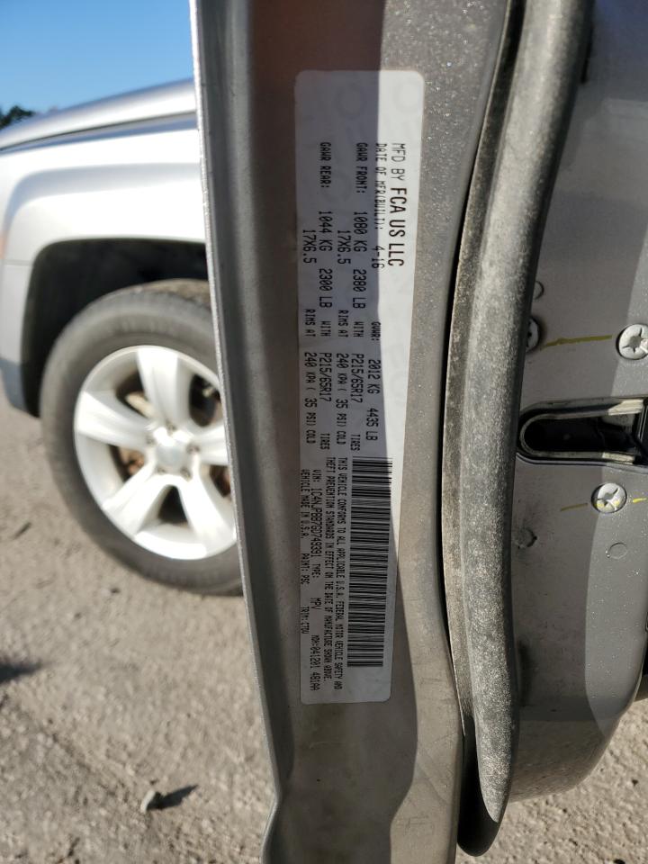 2016 Jeep Liberty (Patriot) VIN 1C4NJPBB7GD749391 Copart auction photo, rear end damage thumbnail 12