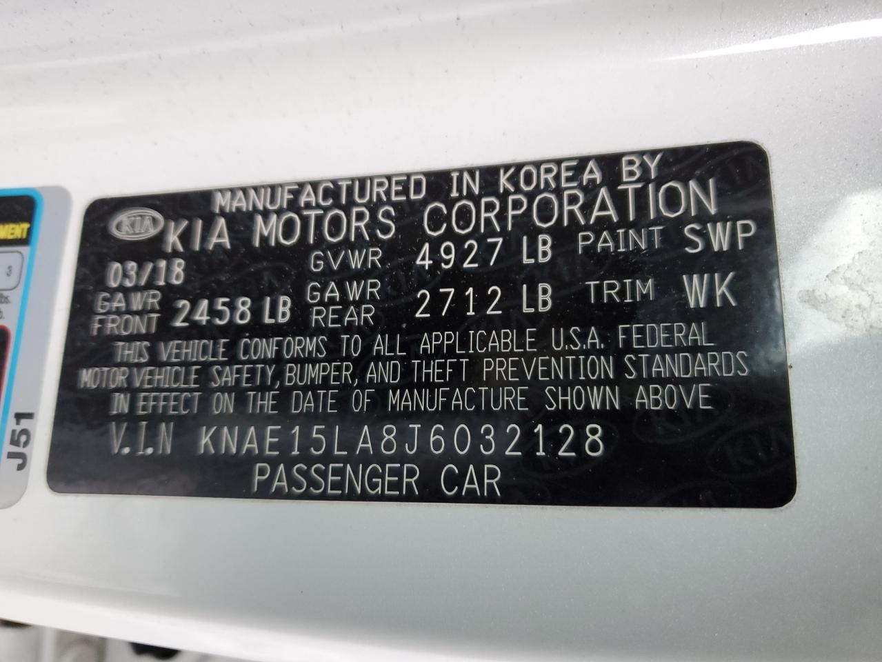 2018 KIA Stinger VIN KNAE15LA8J6032128 Copart auction photo, vandalism damage thumbnail 12