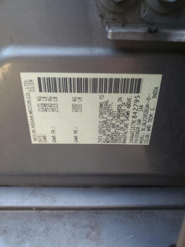 2009 Nissan Maxima VIN 1N4AA51E79C842795 Copart auction photo, water/flood / front end damage thumbnail 13