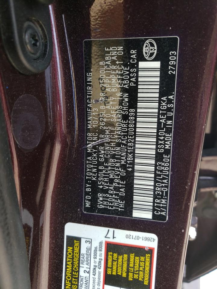 2014 Toyota Avalon VIN 4T1BK1EB2EU080898 Copart auction photo, front end damage thumbnail 15