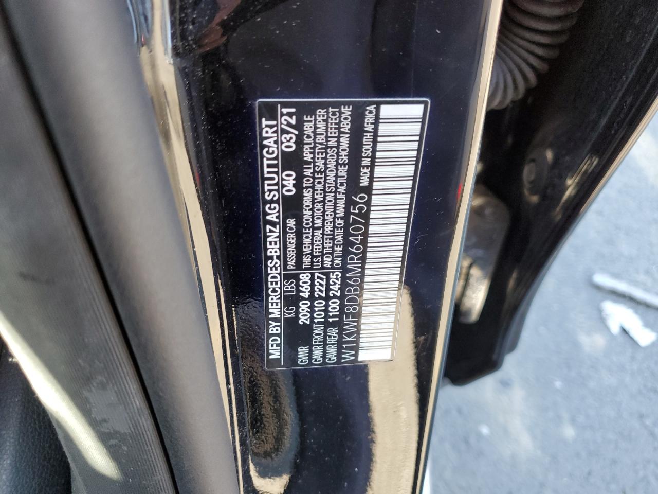 2021 Mercedes-Benz C-klasse VIN W1KWF8DB6MR640756 Copart auction photo, undercarriage / front end damage thumbnail 12