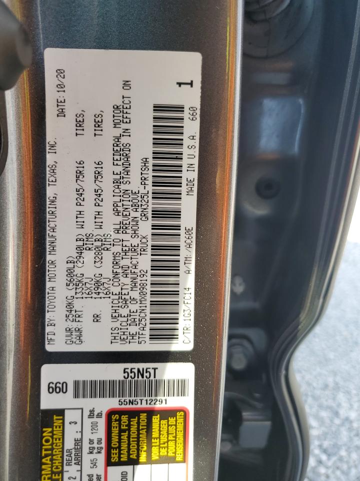 2021 Toyota Tacoma VIN 5TFAZ5CN1MX098192 Copart auction photo, front end / side damage thumbnail 13