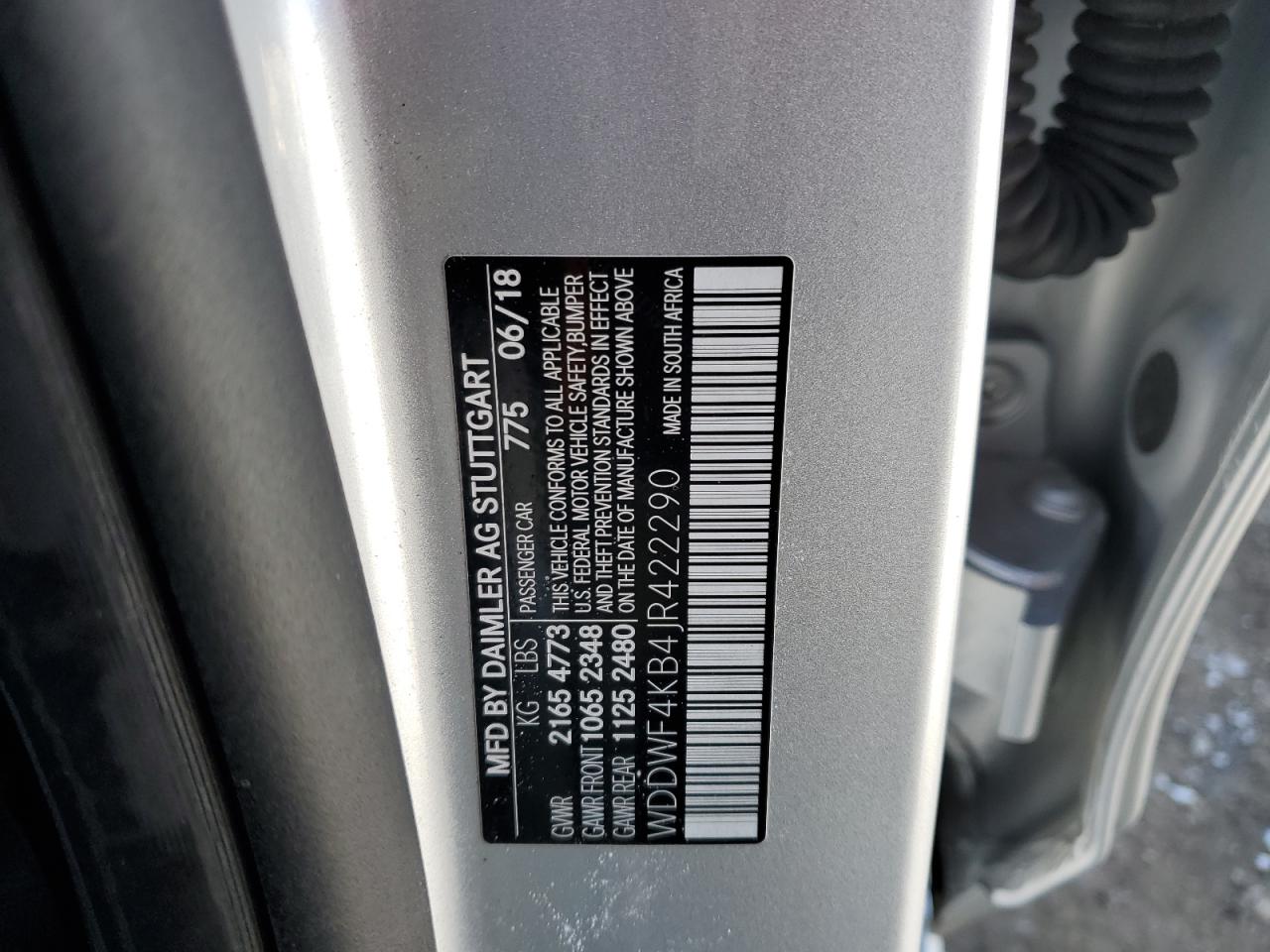 2018 Mercedes-Benz C-klasse VIN WDDWF4KB4JR422290 Copart auction photo, front end damage thumbnail 14
