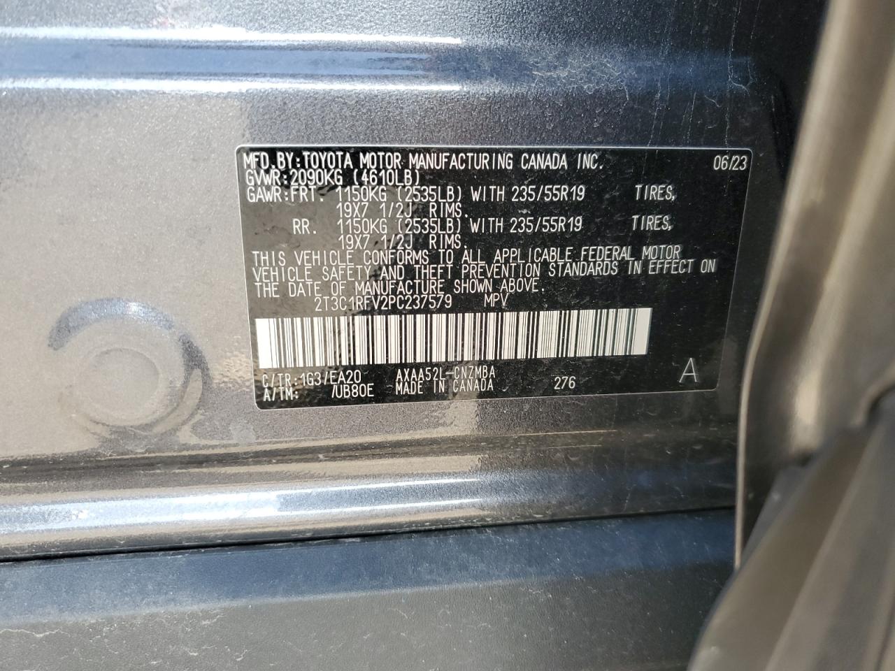 2023 Toyota RAV 4 VIN 2T3C1RFV2PC237579 Copart auction photo, front end damage thumbnail 13
