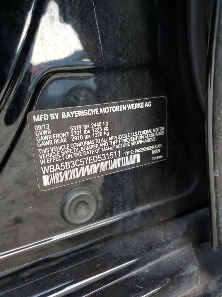 2014 BMW 5er VIN WBA5B3C57ED531511 Copart auction photo, front end / minor dent/scratches damage thumbnail 15