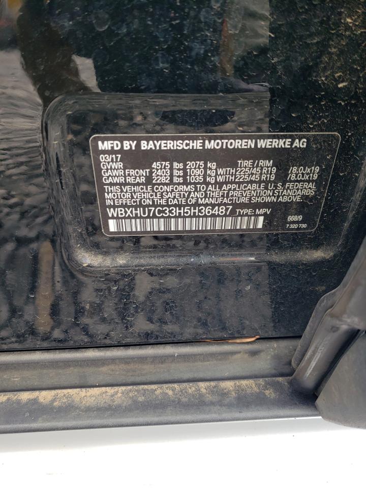 2017 BMW X1 VIN WBXHU7C33H5H36487 Copart auction photo, normal wear damage thumbnail 13
