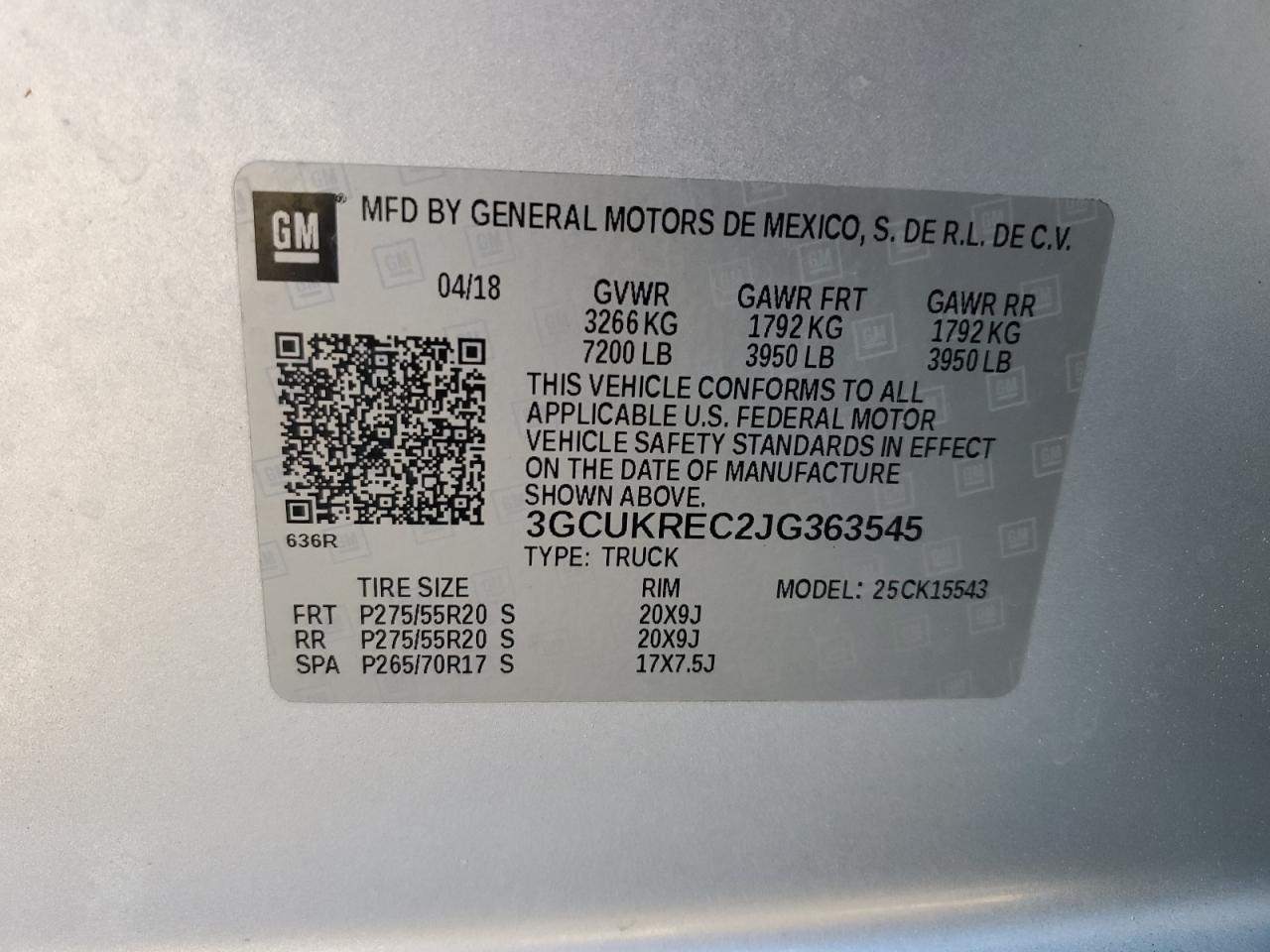 2018 Chevrolet Silverado VIN 3GCUKREC2JG363545 Copart auction photo, front end / undercarriage damage thumbnail 15