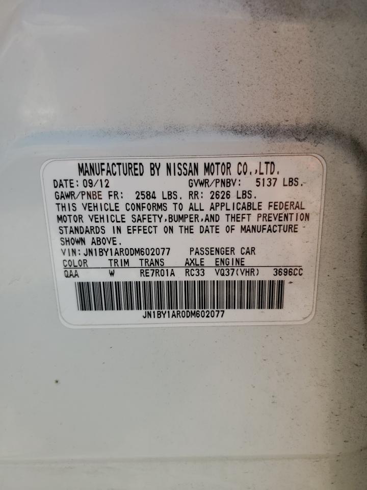 2013 Infiniti M VIN JN1BY1AR0DM602077 Copart auction photo, front end damage thumbnail 12