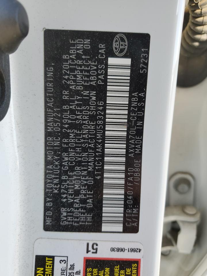 2021 Toyota Camry VIN 4T1C11AK4MU583246 Copart auction photo, side / rear end damage thumbnail 13