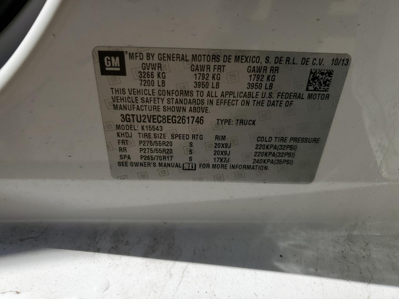 2014 GMC Sierra VIN 3GTU2VEC8EG261746 Copart auction photo, front end damage thumbnail 12