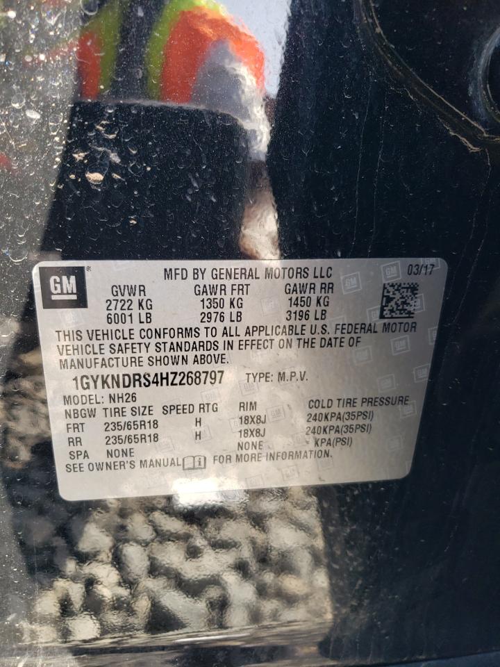 2017 Cadillac XT5 VIN 1GYKNDRS4HZ268797 Copart auction photo, front end damage thumbnail 13