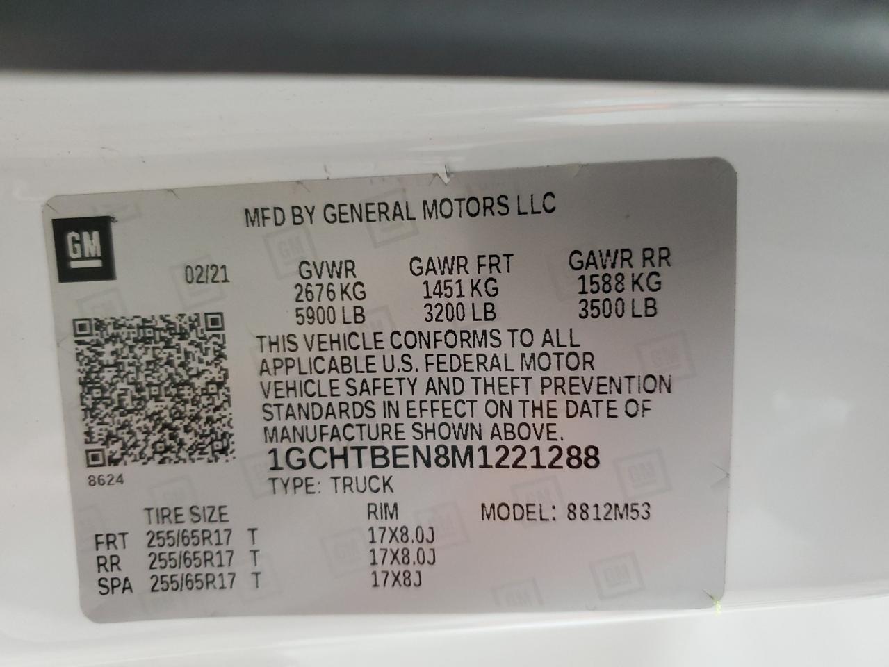 2021 Chevrolet Colorado VIN 1GCHTBEN8M1221288 Copart auction photo, front end damage thumbnail 13
