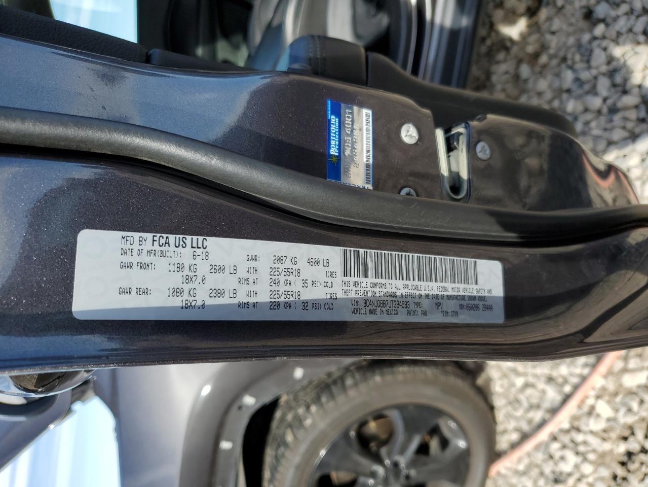 2018 Jeep Compass VIN 3C4NJDBB7JT394593 Copart auction photo, front end damage thumbnail 12