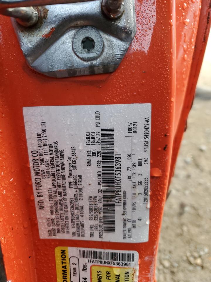 2015 Ford Mustang VIN 1FATP8UHXF5363981 Copart auction photo, rollover damage thumbnail 13
