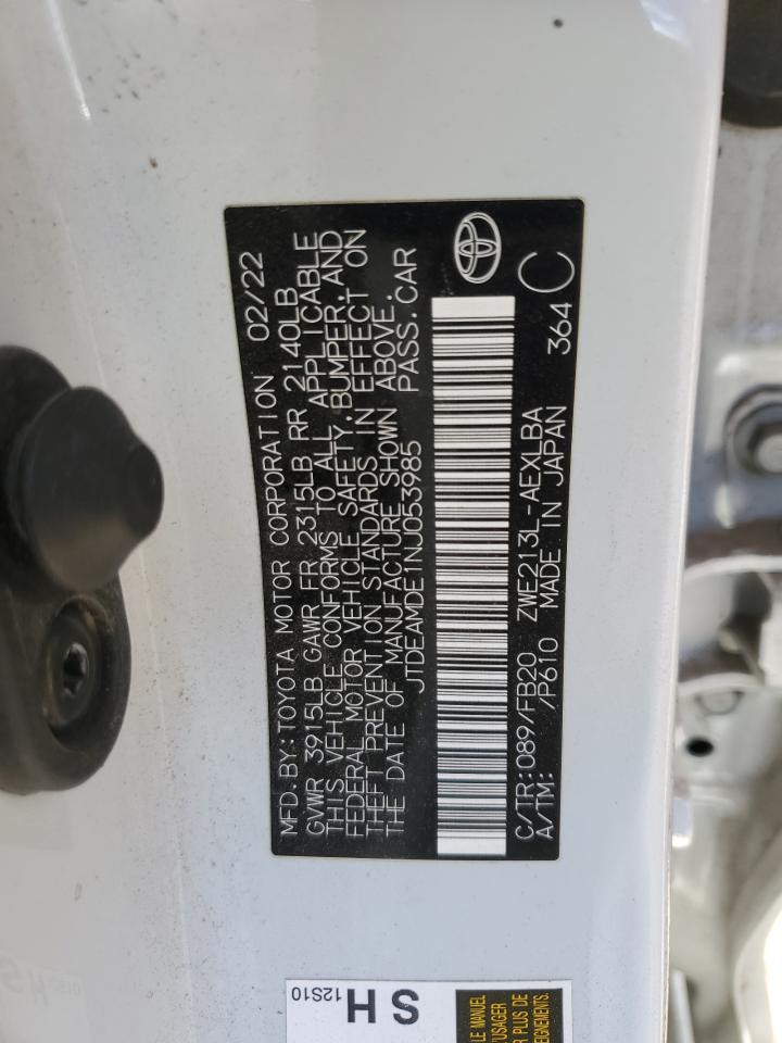 2022 Toyota Corolla VIN JTDEAMDE1NJ053985 Copart auction photo, side damage thumbnail 12