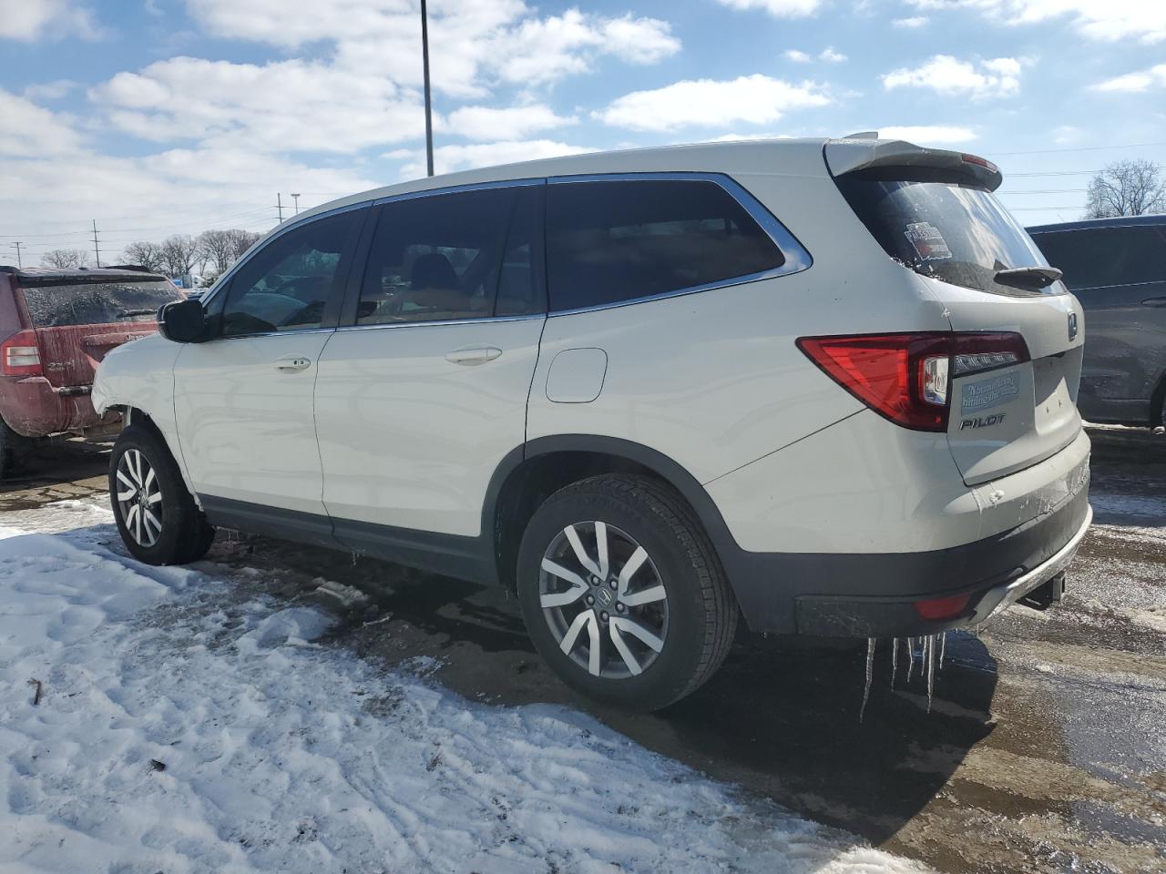 2019 Honda Pilot VIN 5FNYF6H55KB043645 Copart auction photo, front end / undercarriage damage thumbnail 2