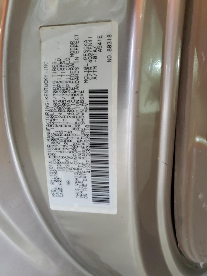 2003 Toyota Sienna VIN 4T3ZF13C03U520118 Copart auction photo, side damage thumbnail 13