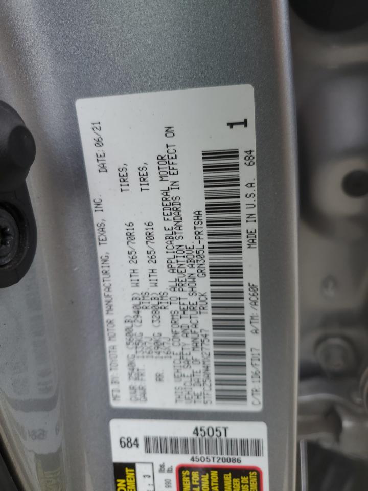 2021 Toyota Tacoma VIN 5TFCZ5AN4MX277547 Copart auction photo, frame damage / front end damage thumbnail 12