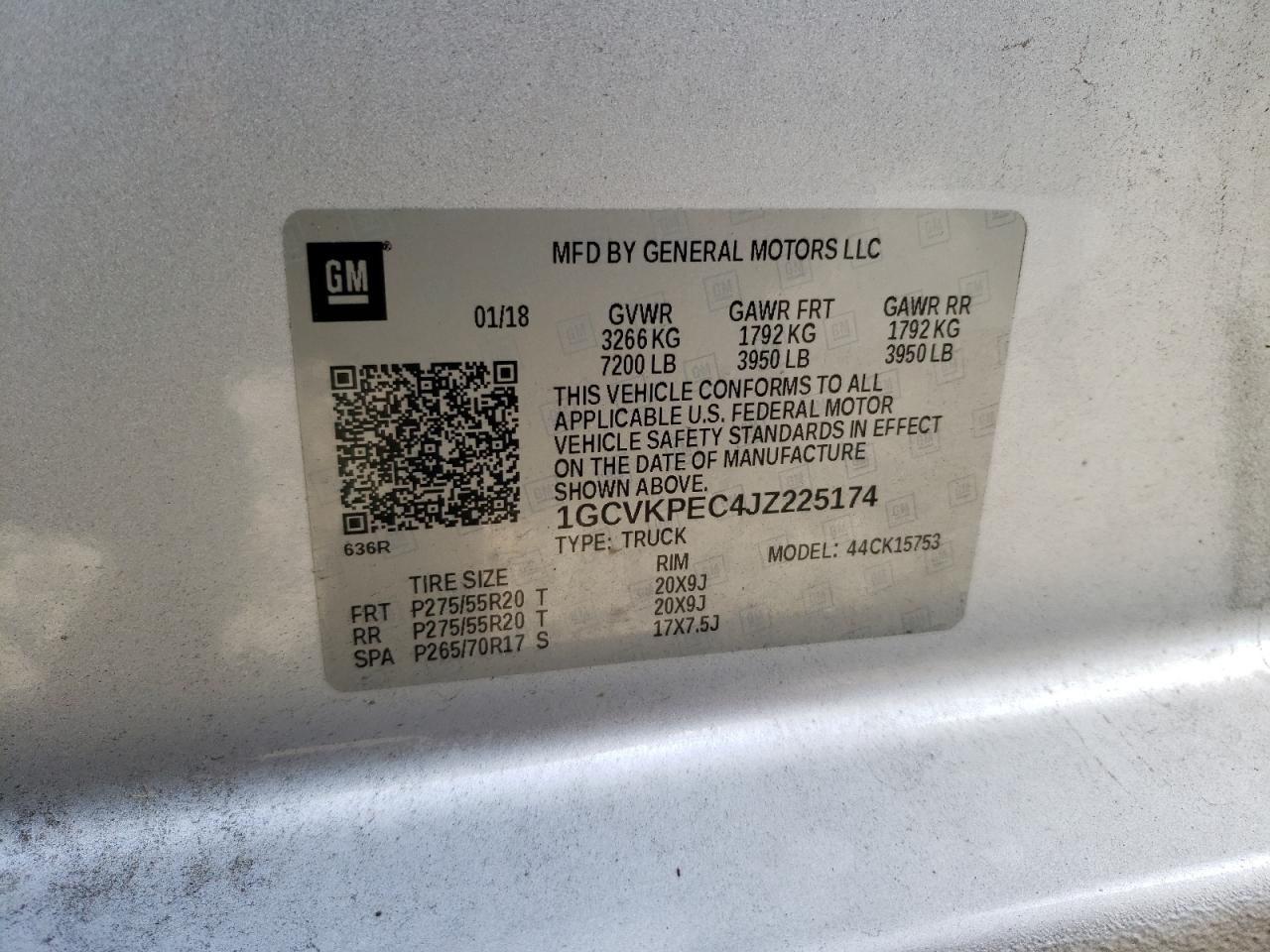 2018 Chevrolet Silverado VIN 1GCVKPEC4JZ225174 Copart auction photo, front end / rear end damage thumbnail 13