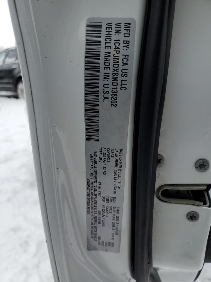 2021 Jeep Grand Cherokee VIN 1C4PJMDX8MD138202 Copart auction photo, side damage thumbnail 13