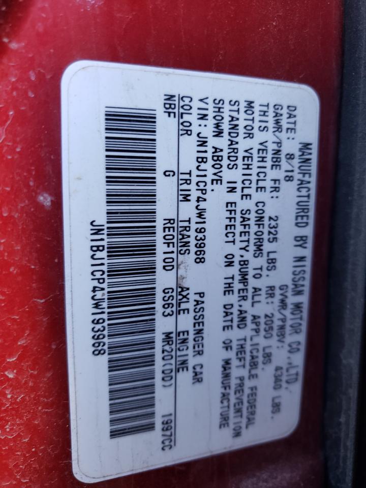 2018 Nissan Rogue VIN JN1BJ1CP4JW193968 Copart auction photo, front end / minor dent/scratches damage thumbnail 15
