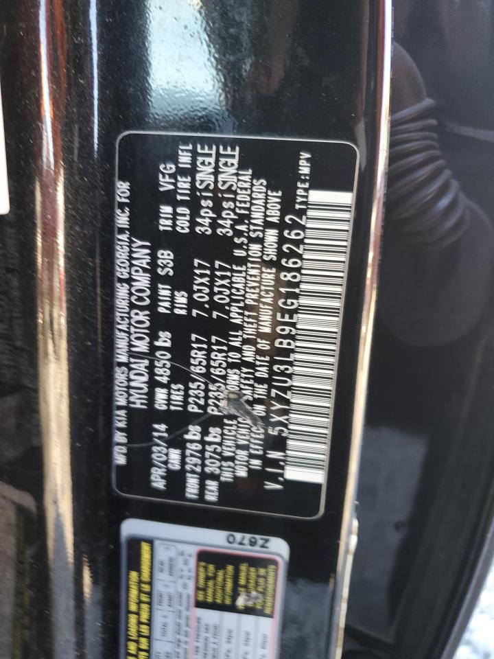 2014 Hyundai Santa Fe VIN 5XYZU3LB9EG186262 Copart auction photo, front end / undercarriage damage thumbnail 13
