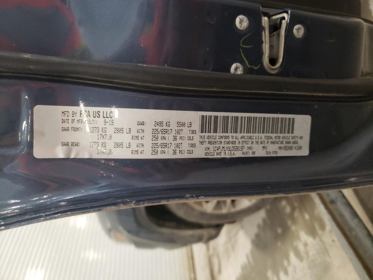 2020 Jeep Grand Cherokee VIN 1C4PJMLX9LD526197 Copart auction photo, rear end damage thumbnail 13