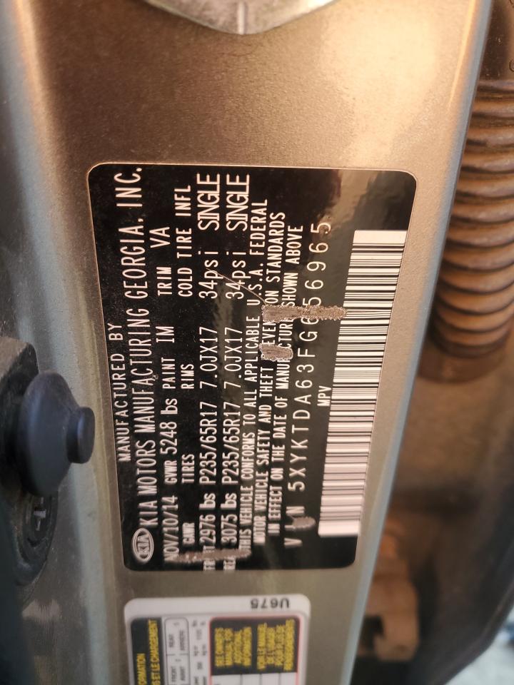 2015 KIA Sorento VIN 5XYKTDA63FG656965 Copart auction photo, front end damage thumbnail 14