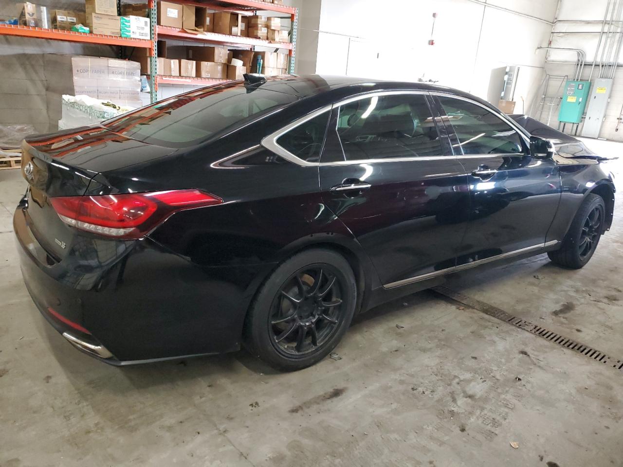 2015 Hyundai Genesis VIN KMHGN4JE1FU047469 Copart auction photo, front end / side damage thumbnail 3