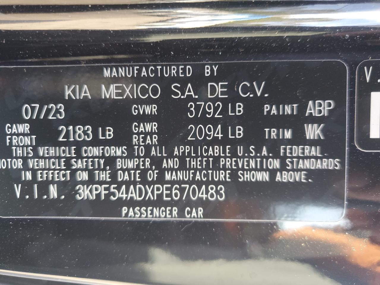 2023 KIA Forte VIN 3KPF54ADXPE670483 Copart auction photo, front end damage thumbnail 15