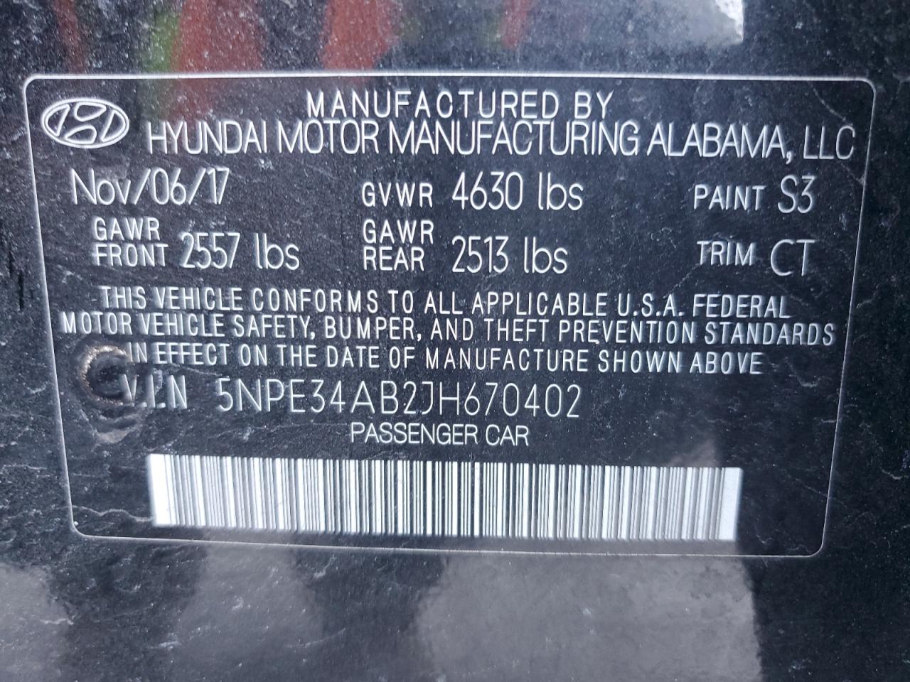 2018 Hyundai Sonata VIN 5NPE34AB2JH670402 Copart auction photo, front end / mechanical damage thumbnail 14