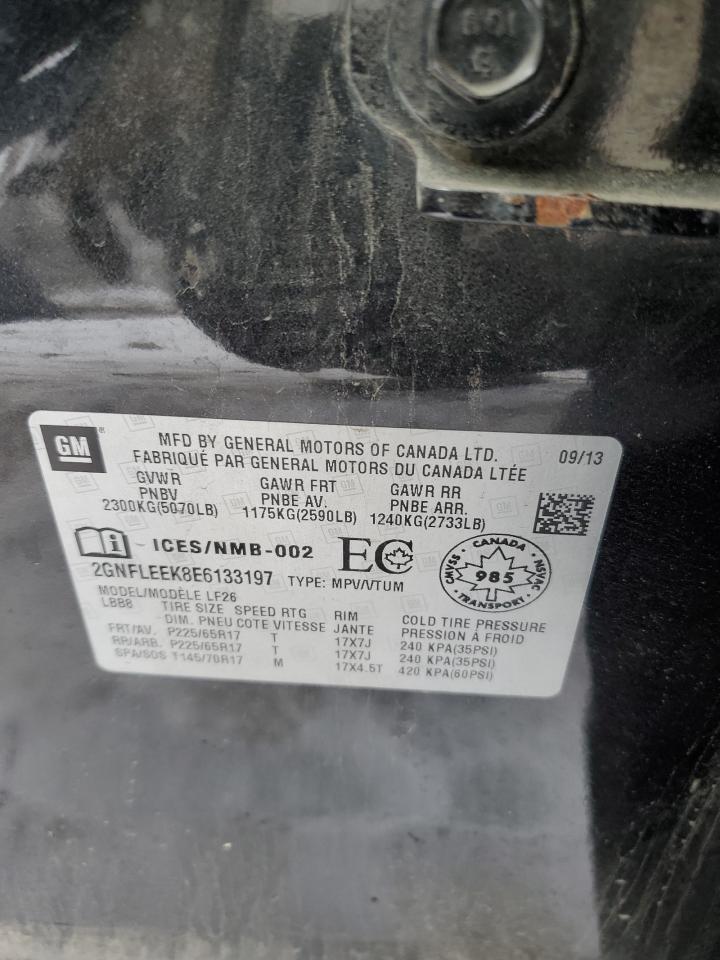 2014 Chevrolet Equinox VIN 2GNFLEEK8E6133197 Copart auction photo, front end / rear end damage thumbnail 14