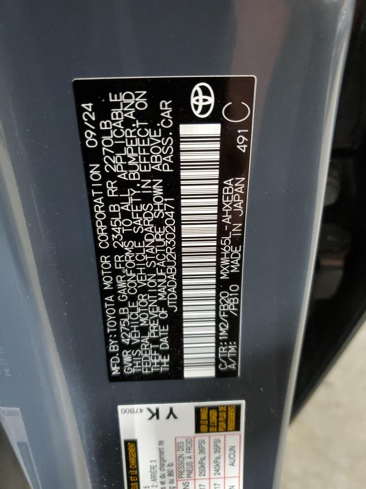 2024 Toyota Prius VIN JTDADABU2R3020471 Copart auction photo, all over damage thumbnail 13