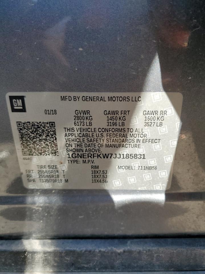2018 Chevrolet Traverse VIN 1GNERFKW7JJ185831 Copart auction photo, front end damage thumbnail 16