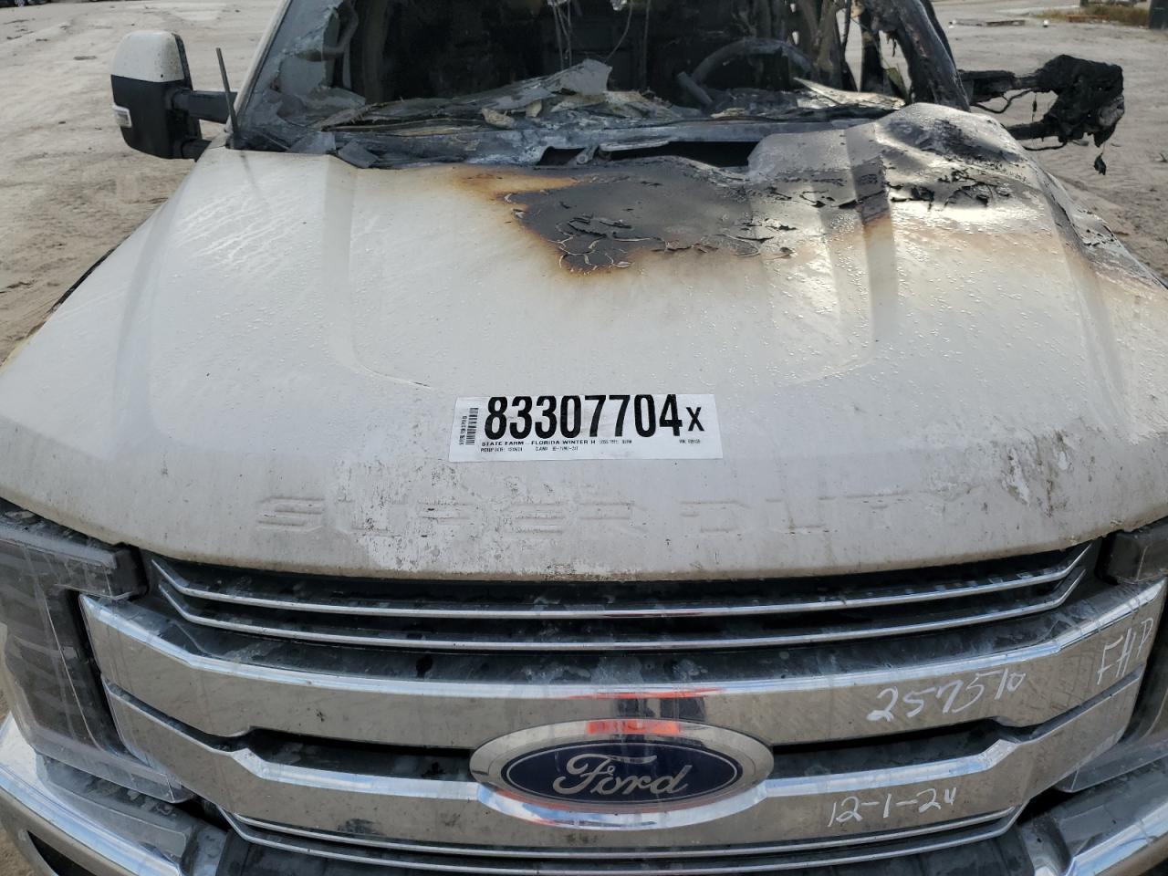 2019 Ford F250 VIN 1FT7W2BT1KEE09159 Copart auction photo, burn / missing/altered vin damage thumbnail 11