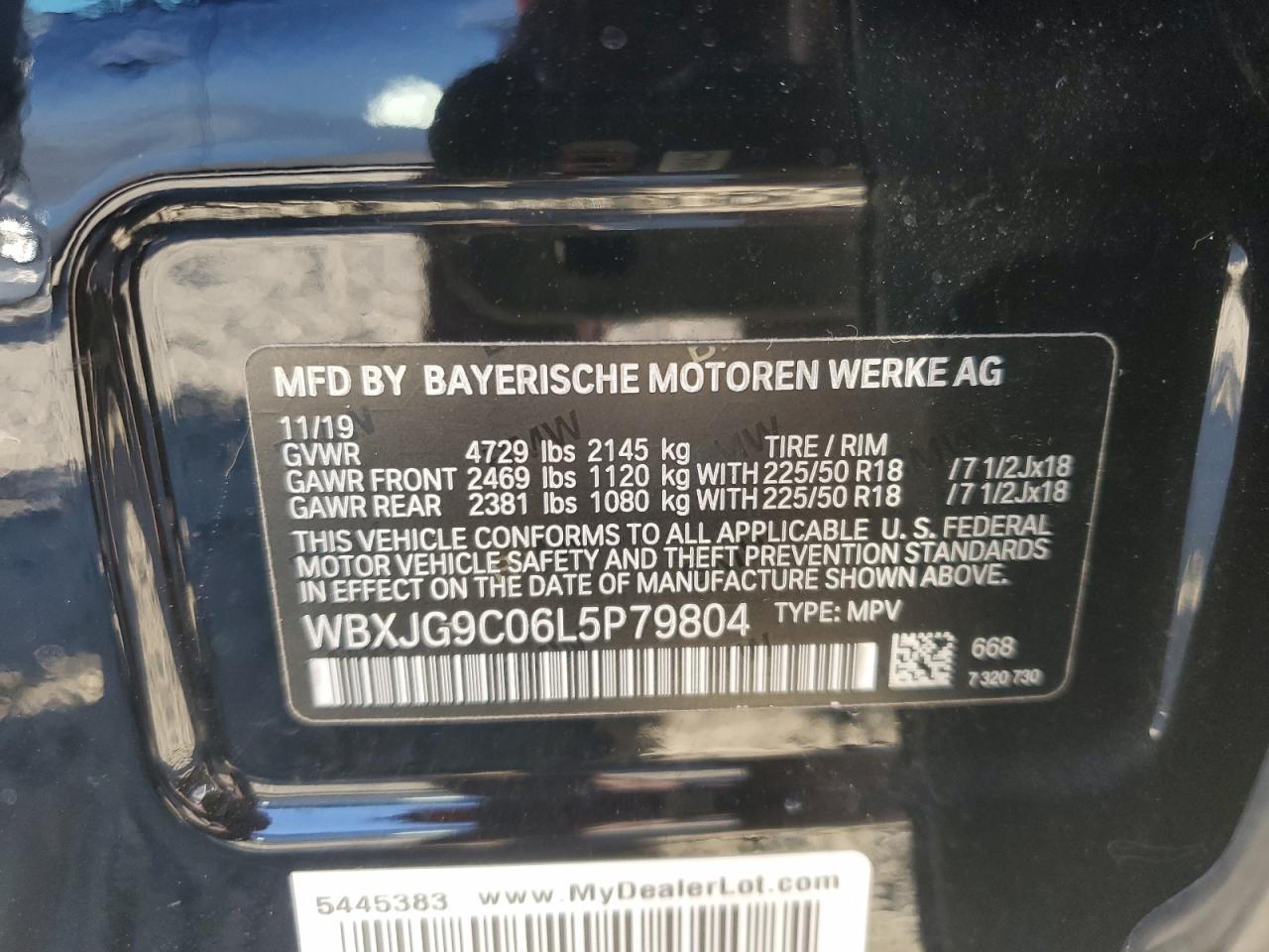 2020 BMW X1 VIN WBXJG9C06L5P79804 Copart auction photo, front end / minor dent/scratches damage thumbnail 13