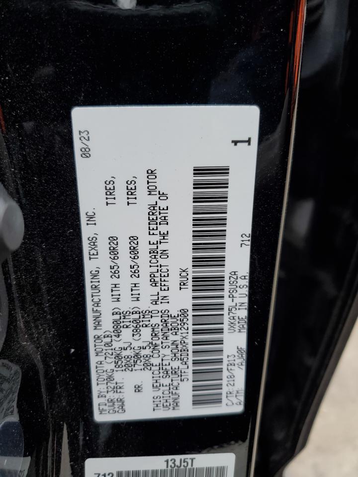 2023 Toyota Tundra VIN 5TFLA5DBXPX129500 Copart auction photo, front end damage thumbnail 14
