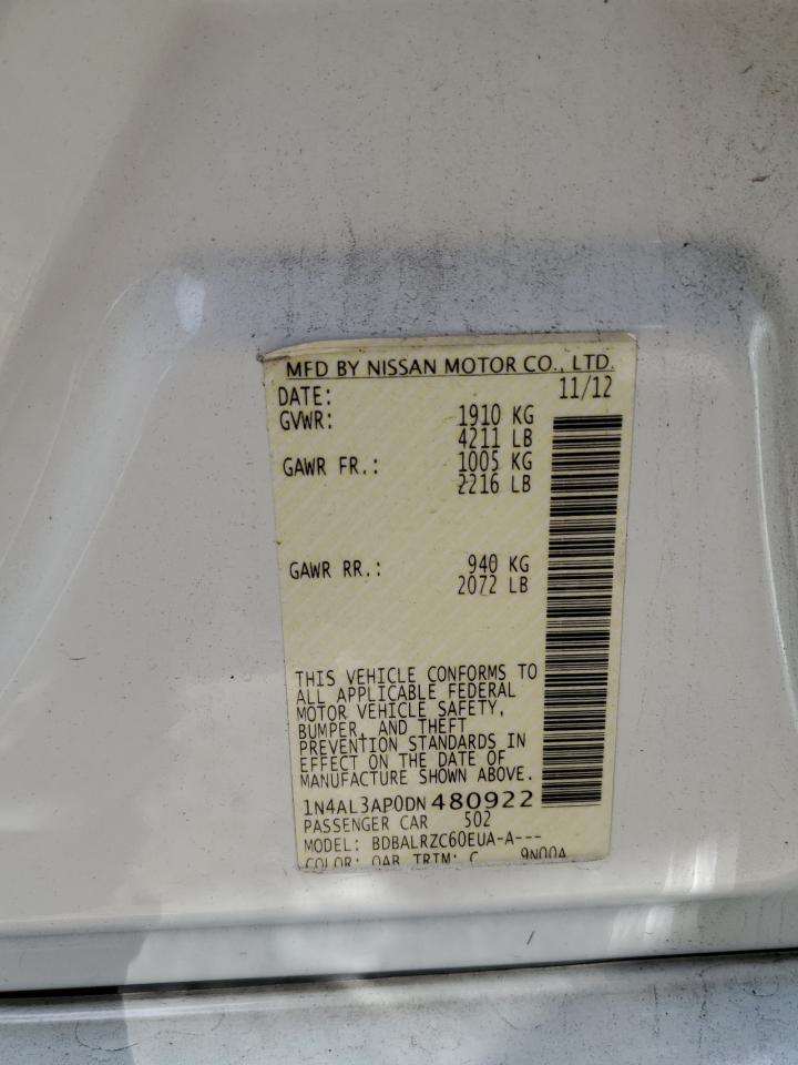 2013 Nissan Altima VIN 1N4AL3AP0DN480922 Copart auction photo, rear end damage thumbnail 13