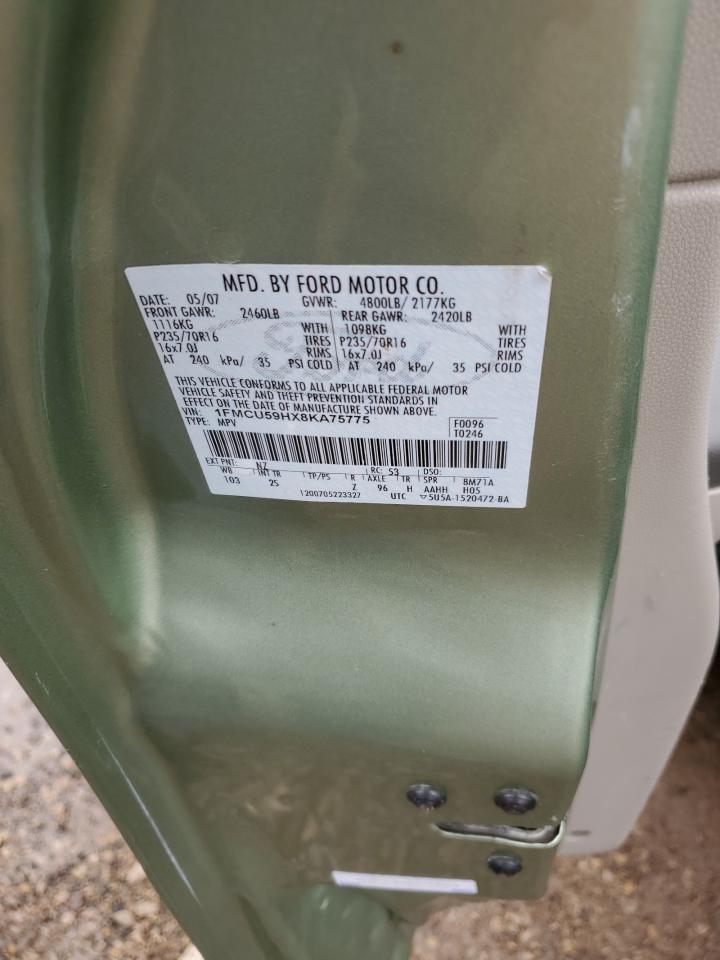 2008 Ford Escape VIN 1FMCU59HX8KA75775 Copart auction photo, all over damage thumbnail 12