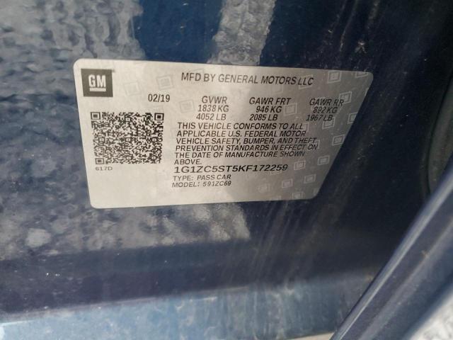 2019 Chevrolet Malibu VIN 1G1ZC5ST5KF172259 Copart auction photo, hail damage thumbnail 12