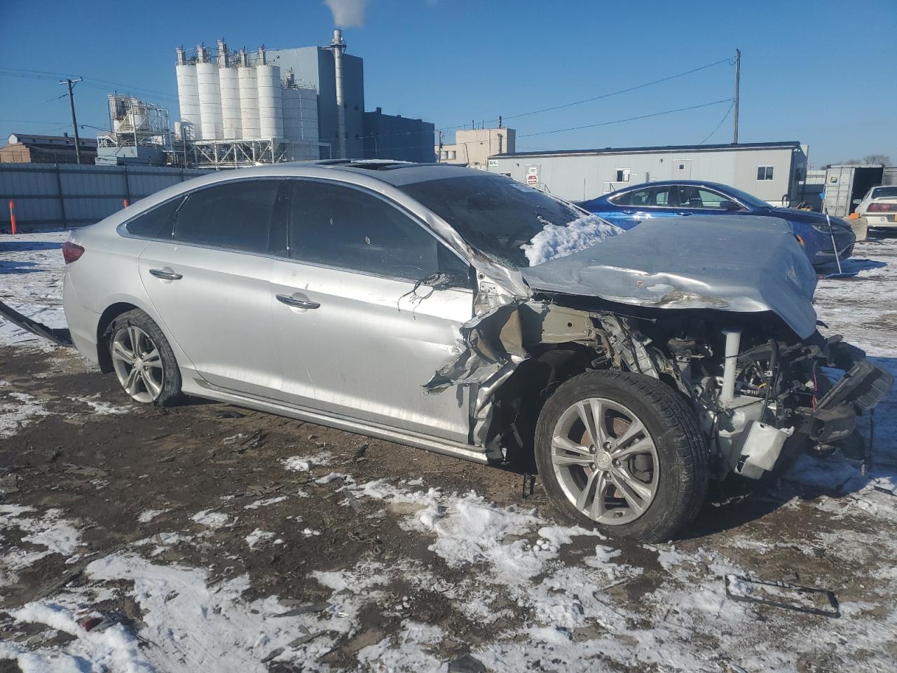 2019 Hyundai Sonata VIN 5NPE34AF3KH738243 Copart auction photo, front end / side damage thumbnail 4
