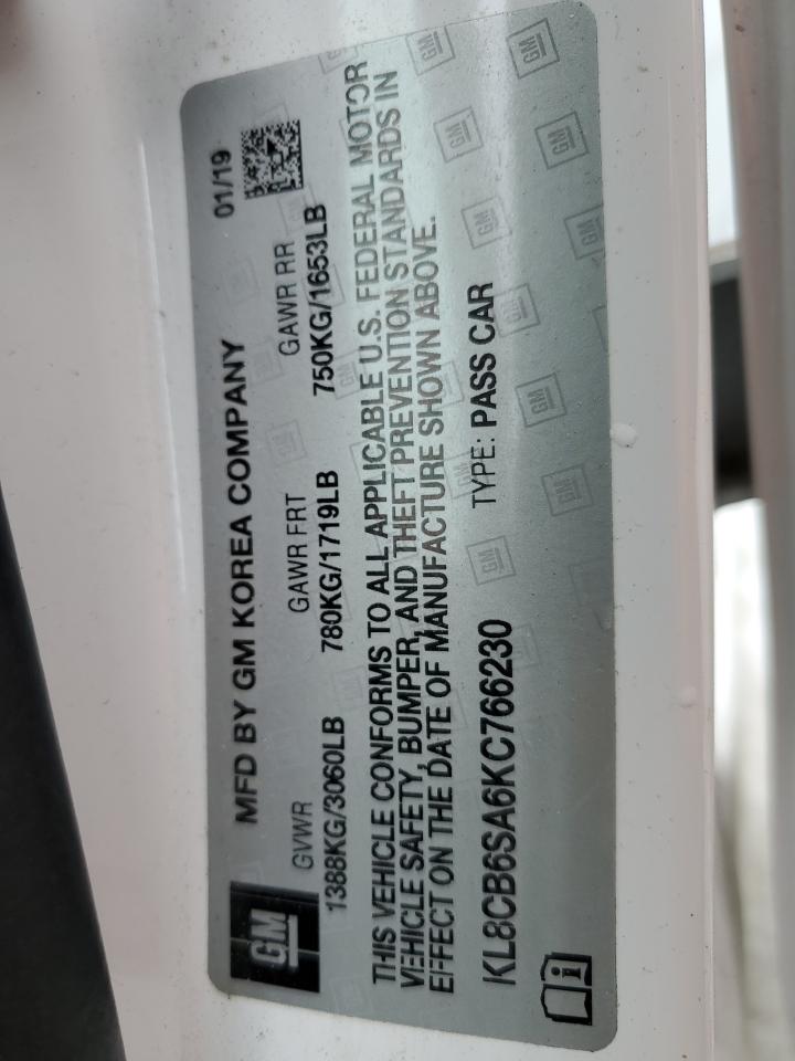 2019 Chevrolet Spark VIN KL8CB6SA6KC766230 Copart auction photo, front end damage thumbnail 14