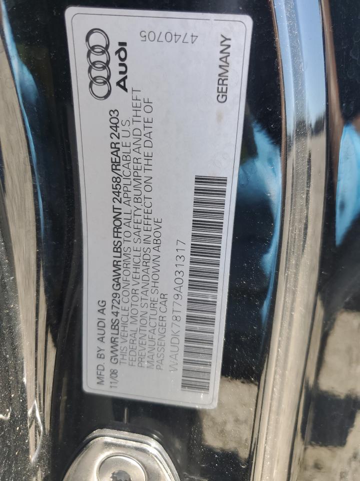 2009 Audi A5 VIN WAUDK78T79A031317 Copart auction photo, water/flood / minor dent/scratches damage thumbnail 12