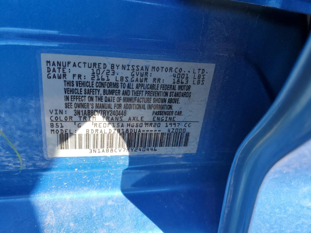2024 Nissan Sentra VIN 3N1AB8CV7RY240446 Copart auction photo, front end / minor dent/scratches damage thumbnail 14