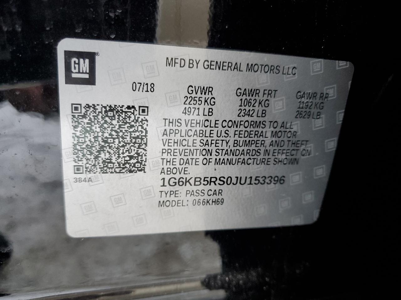 2018 Cadillac CT6 VIN 1G6KB5RS0JU153396 Copart auction photo, side damage thumbnail 13