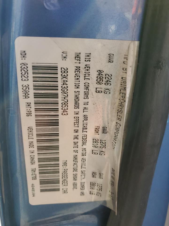 2007 Dodge Charger VIN 2B3KA43G07H785343 Copart auction photo, minor dent/scratches damage thumbnail 12