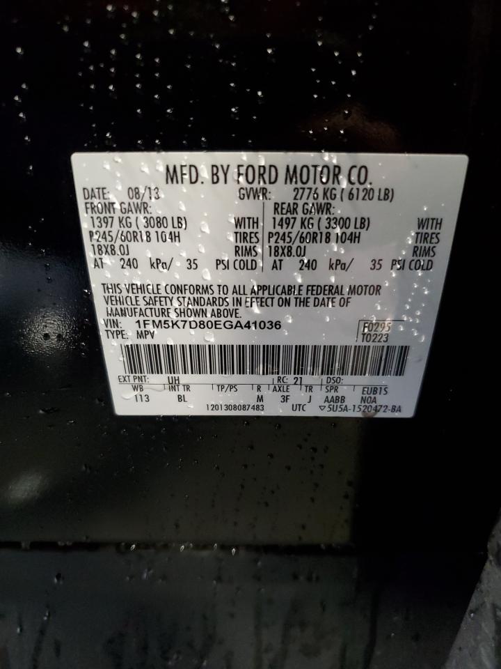 2014 Ford Explorer VIN 1FM5K7D80EGA41036 Copart auction photo, side damage thumbnail 13