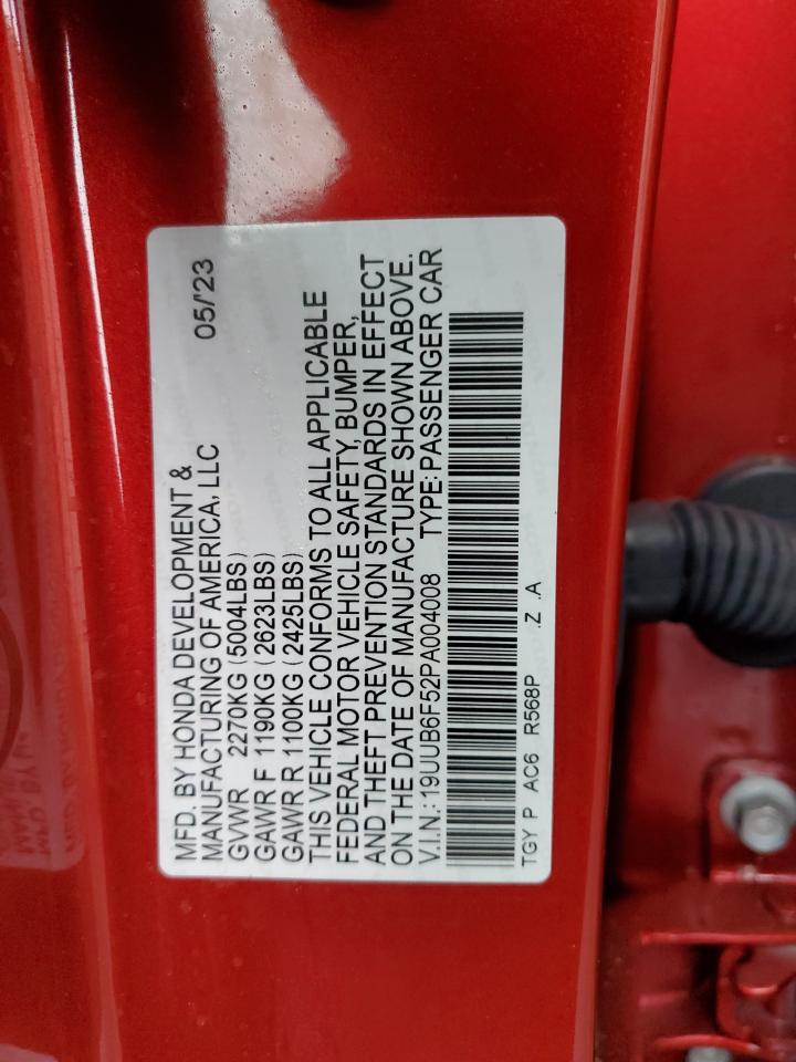 2023 Acura TLX VIN 19UUB6F52PA004008 Copart auction photo, front end / vandalism damage thumbnail 12