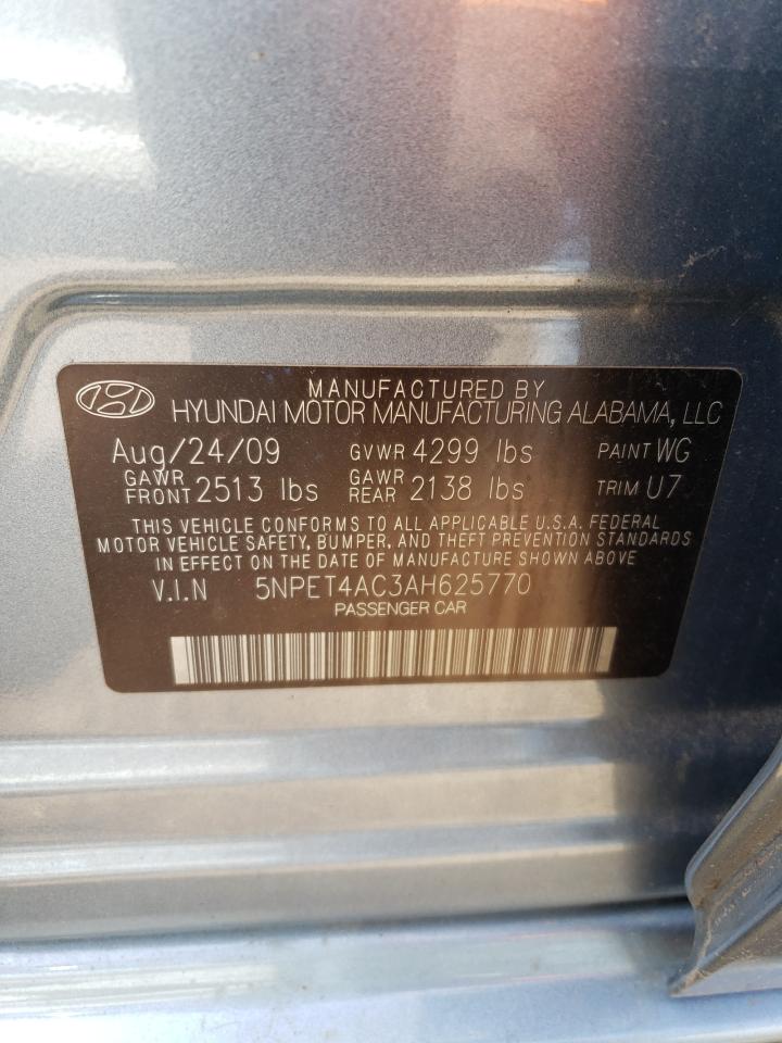 2010 Hyundai Sonata VIN 5NPET4AC3AH625770 Copart auction photo, front end / side damage thumbnail 12